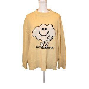 Sandro Paris Mister Daydream Graphic Knit Sweater Yellow Wool Blend, Medium